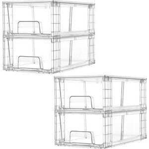 Clear Stackable Storage Drawers Acrylic Bins for Bathroom Kitchen Pantry Home